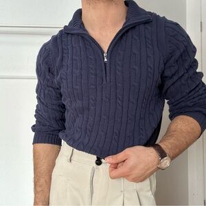 Men's Navy Cable Knit Sweater